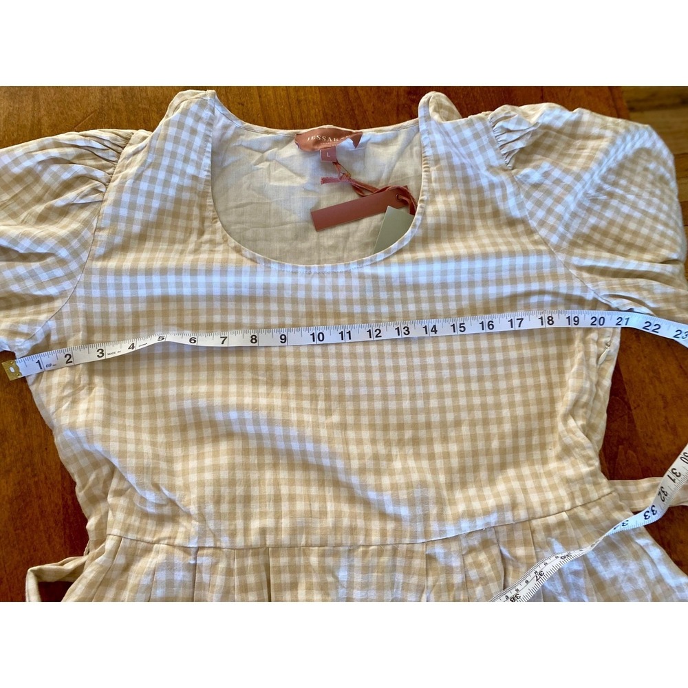 NEW JessaKae Women's Gingham Dress Long Sleeve Midi Cottagecore Prairie Large - Picture 12 of 15